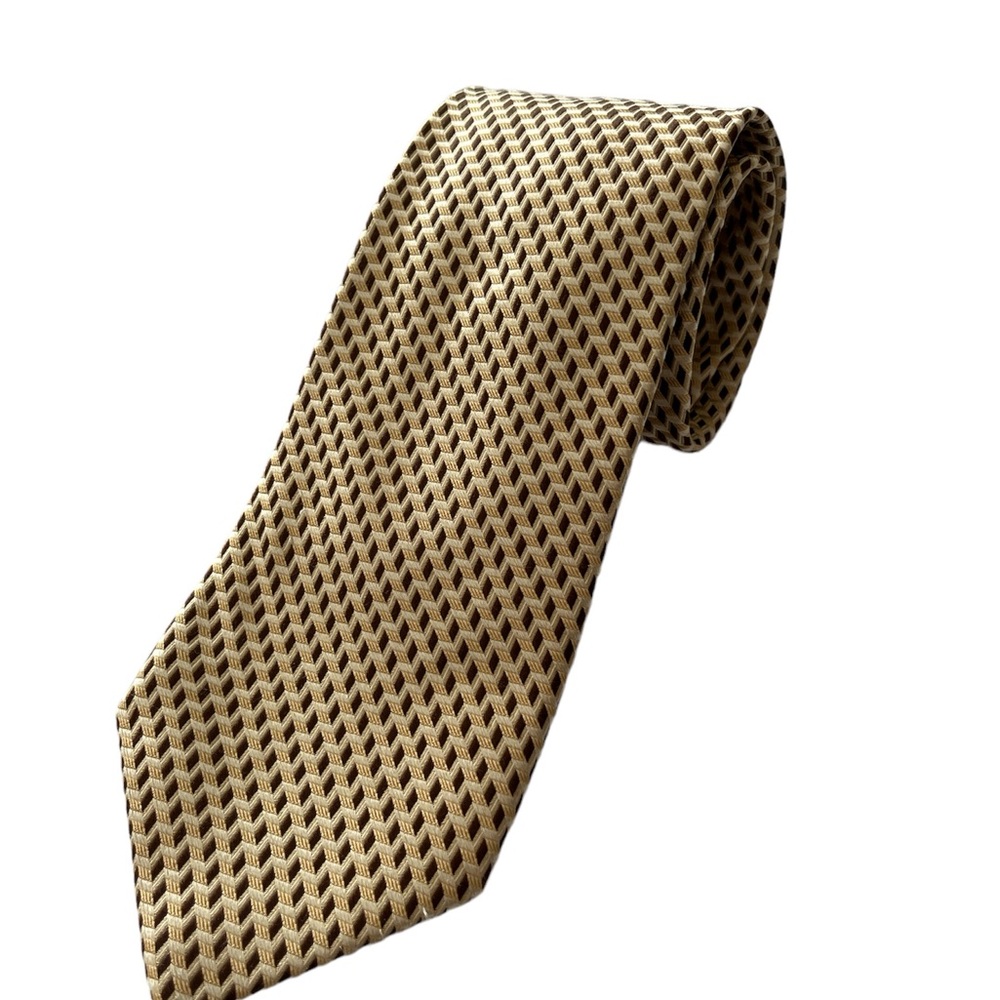 Ermengildo Zegna silk tie Gold and Brown
